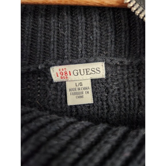Guess Women's Large Sweater Zip Cowl Neck Pullover‎ Tunic Long Sleeve Heavy Knit - Picture 3 of 4